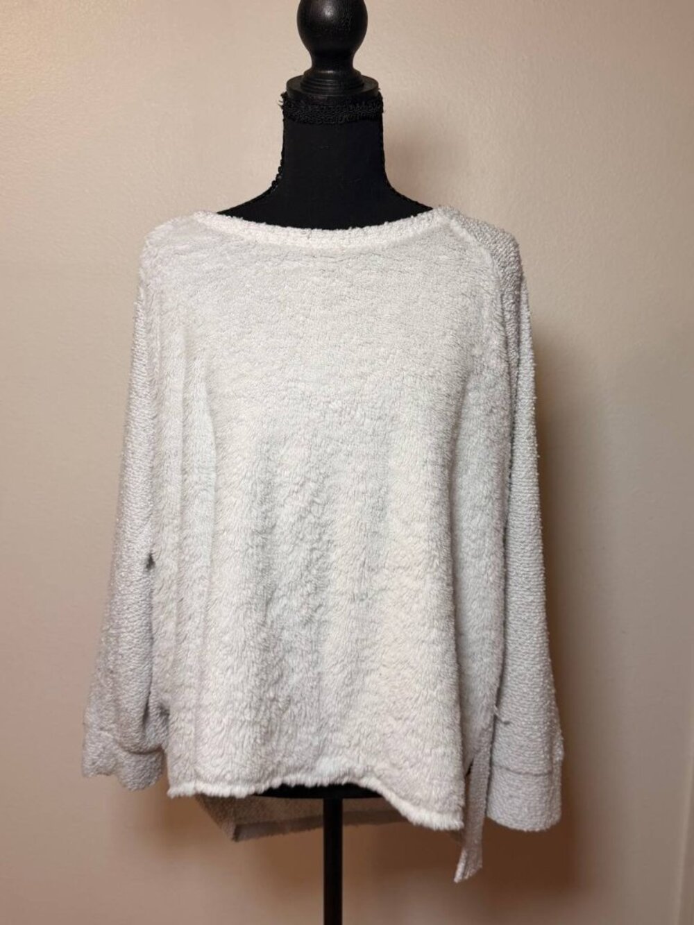 Style & Co Cozy Sherpa Sweater Cloud Grey Textured Loungewear XL